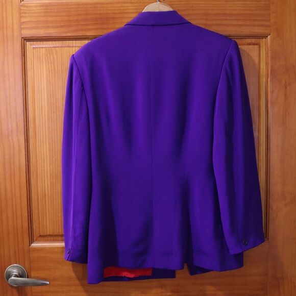 Richard Tyler Couture Vintage Purple & Red Embroidered Silk Blazer 12 - Picture 4 of 15